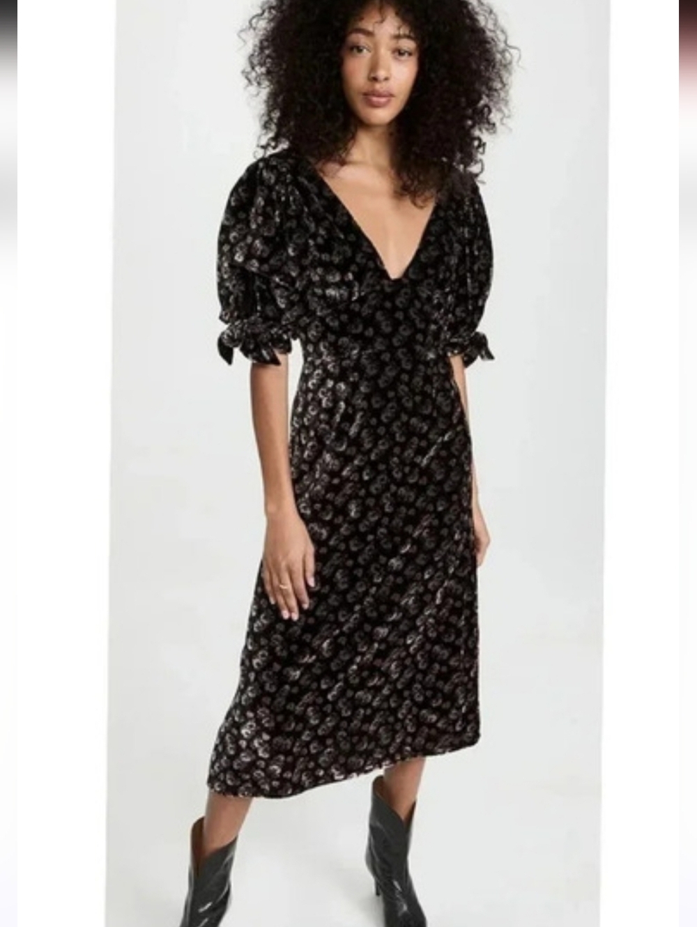 Sea new york valerie Midi dress black suede Sz Large